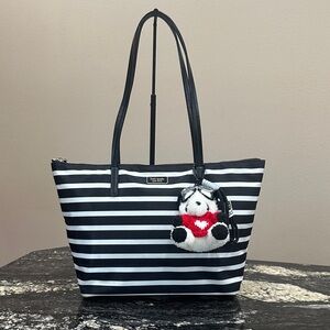 Kate Spade ♠️ Striped Tote with Plush Charm